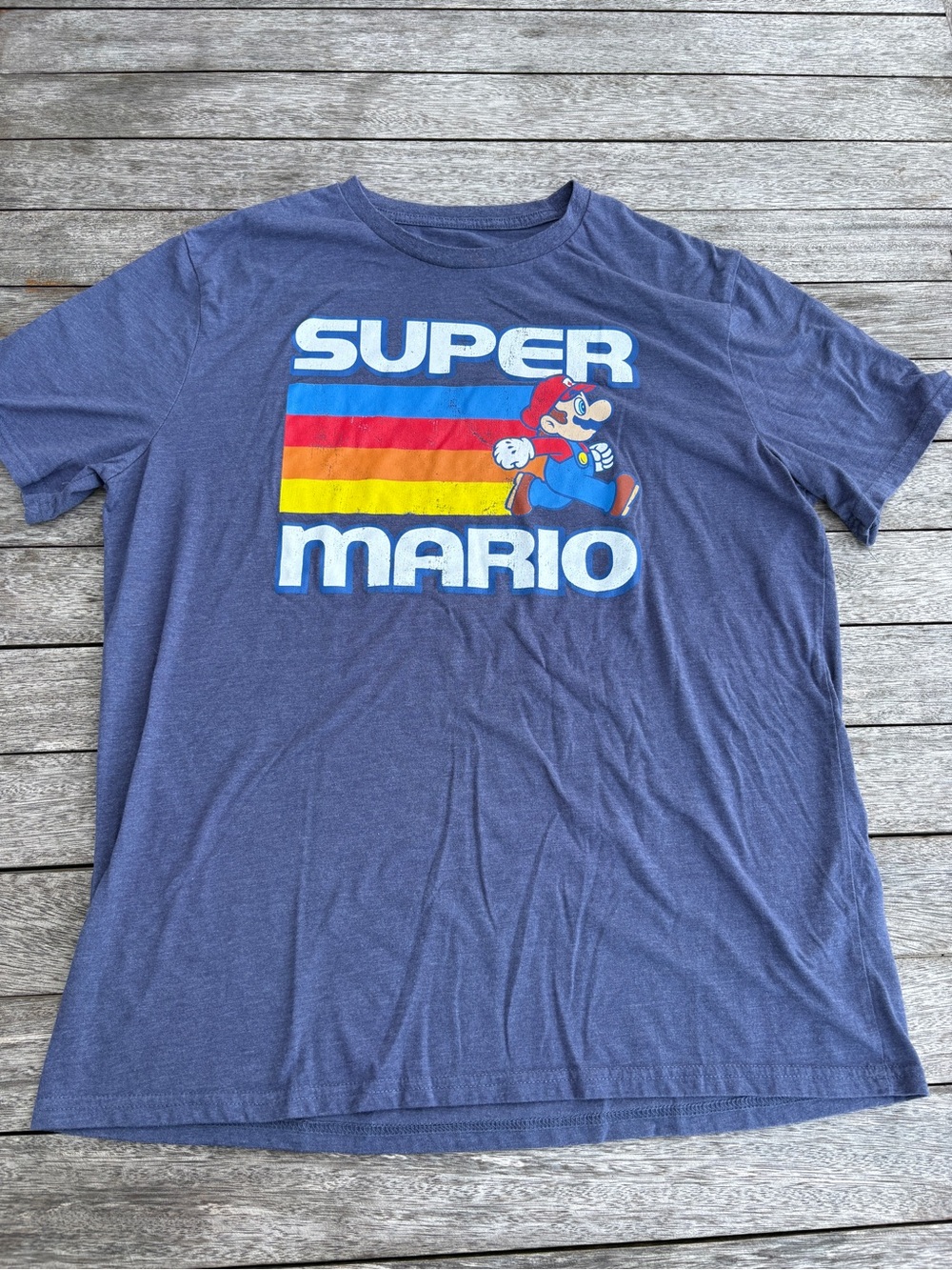 Nintendo Super Mario Stripe Graphic Tee in Navy Blue